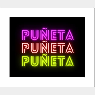 Funny Puerto Rican Neon Puneta Posters and Art